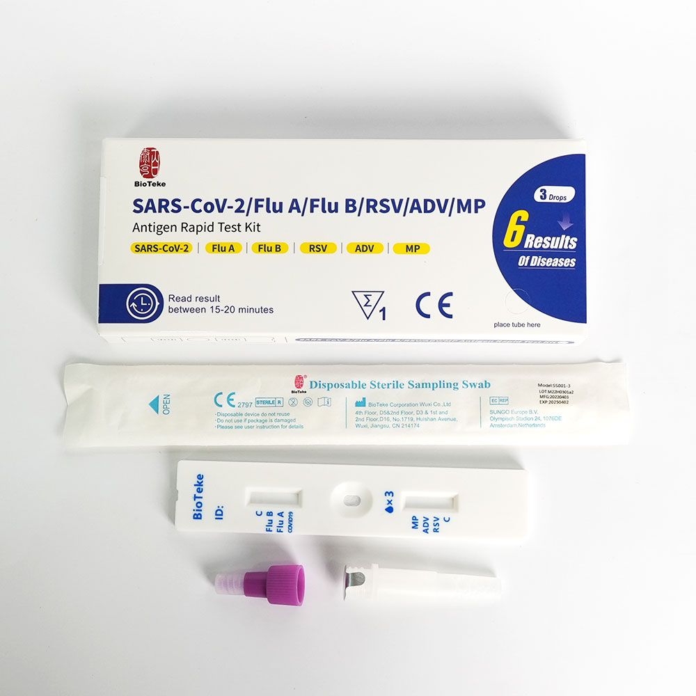 Tes Kaset Cepat untuk Deteksi Kualitatif SARS-COV-2 / Influenza A / Influenza B / RSV / Adenovirus / Mycoplasma Pneumoniae 