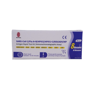 Kit Tes Cepat Antigen SARS-CoV-2/Flu A+B/HPIV2/HPIV1+3/RSV/ADV/MP 8 In 1