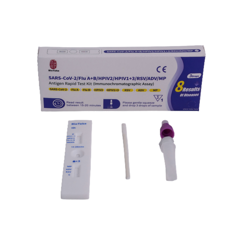 Kit Tes Cepat Antigen SARS-CoV-2/Flu A+B/HPIV2/HPIV1+3/RSV/ADV/MP 8 In 1